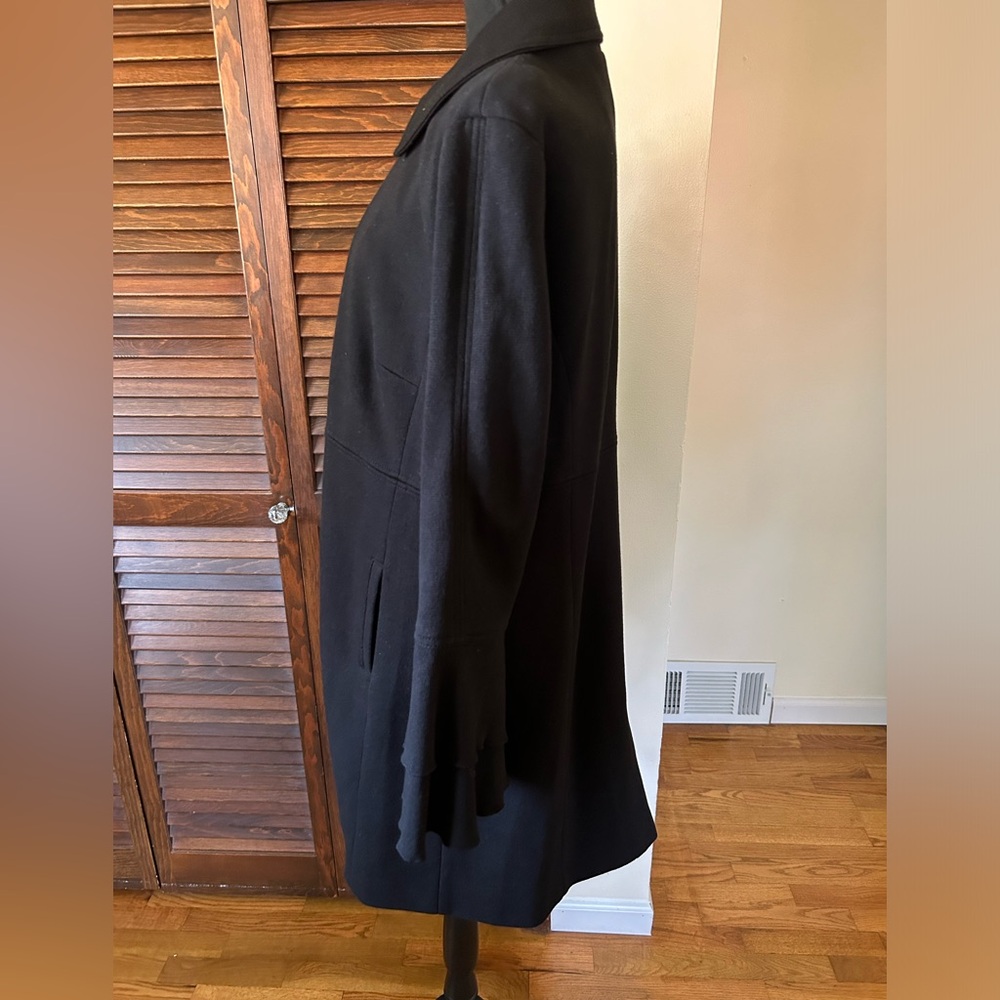 INC International Concepts Ruffle Sleeve Coat Black Size XL - Picture 3 of 6